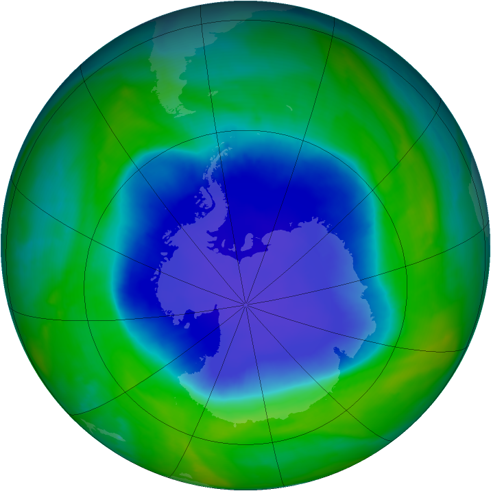 Antarctic ozone map for 21 November 2008